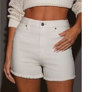 Women's Cream Denim Shorts